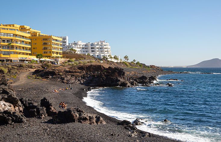 black volcanic sandy beach at Playa san Miguel