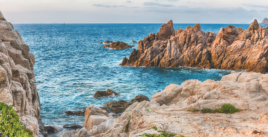 Rocky coastline of capo testa