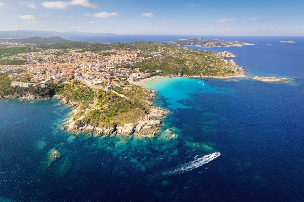 aerial view of the coast of Ssata Teresa Gallura